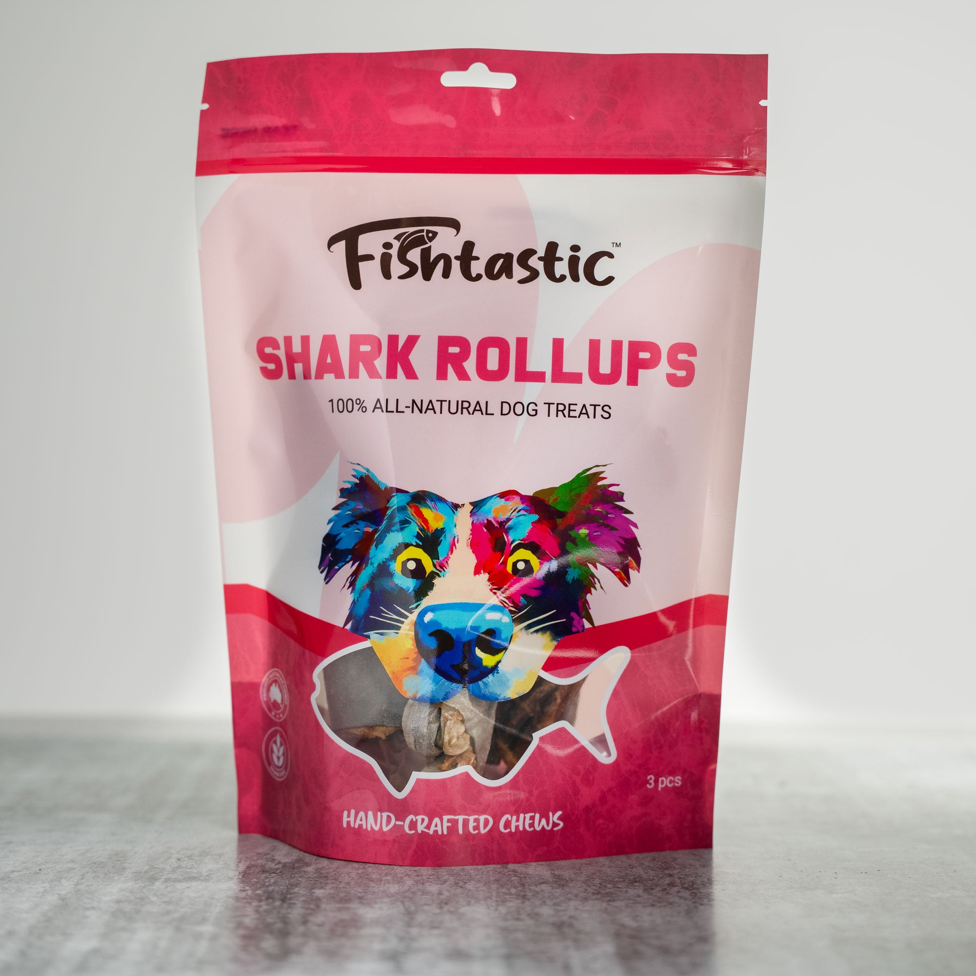 Fishtastic Shark Rollups- Hand Crafted Chews (3pcs)